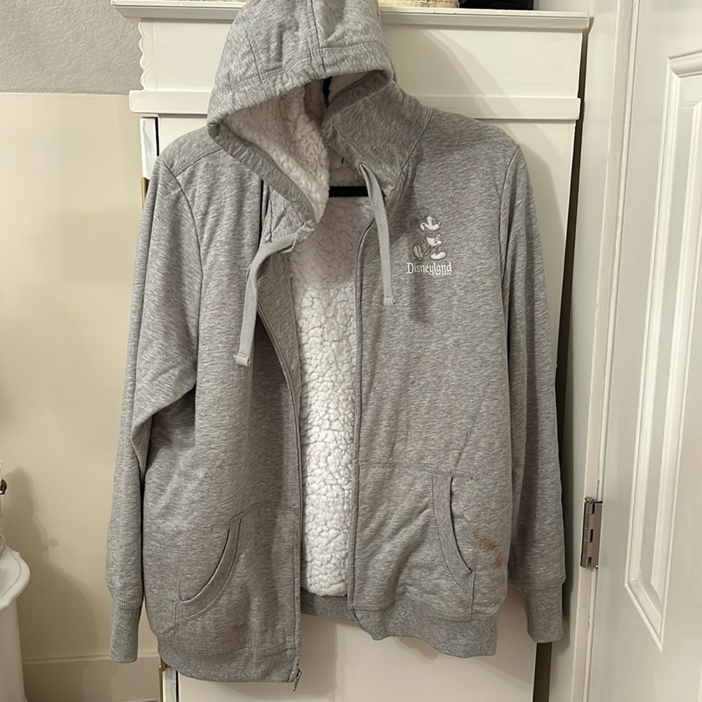Disneyland Resort Hoodie. Grey out fleece lined , castle logo